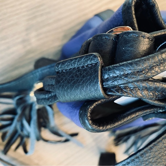 NWT See by Chloe Electric blue and black Crossbody shoulder leather bag tassels - Picture 13 of 14